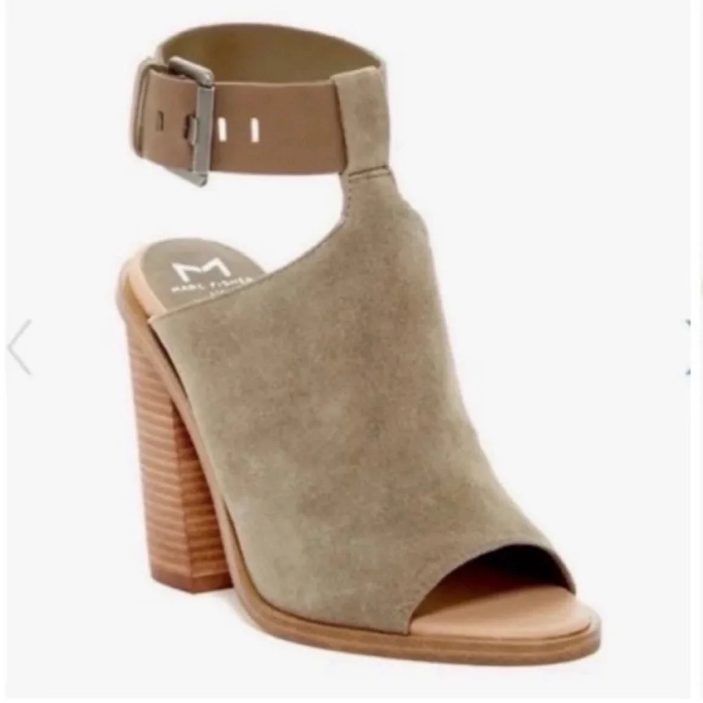 Marc Fisher Vashi Ankle Strap Suede Heeled Bootie 8
